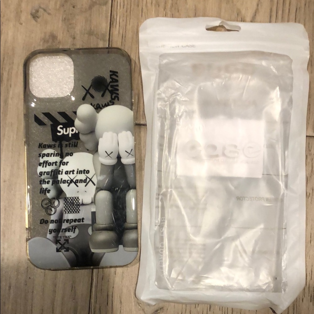 Kaws Supreme iPhone 13 Case - Black and White